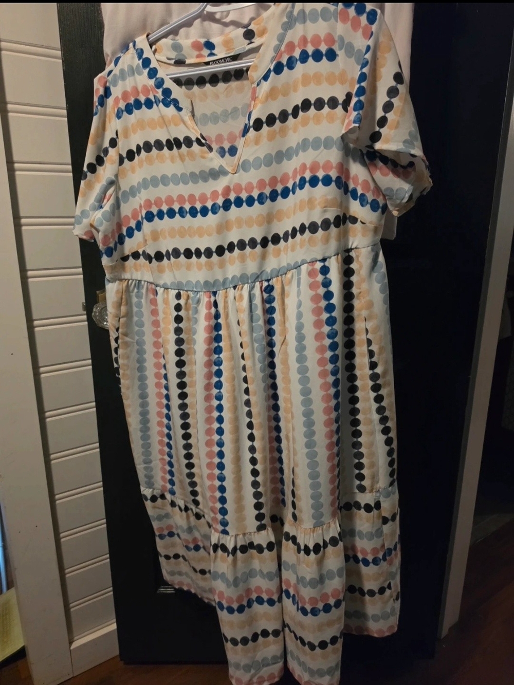 WOMEN'S Polka Dot Midi Dress - Multi-Color